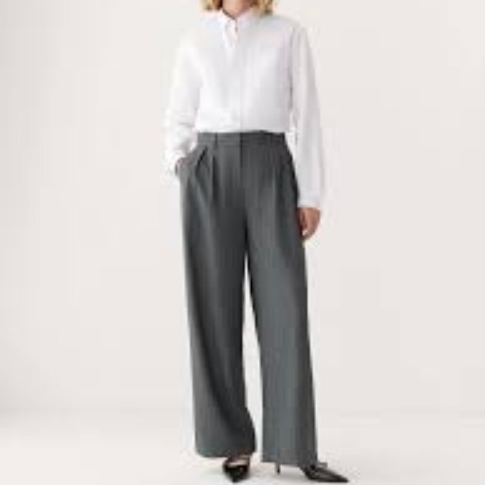 NWT Frank And Oak Emma Gray classic business wide leg lined pants size 16